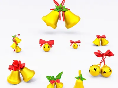 Christmas Bell 3d model set4 Low-poly 3D model