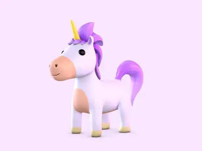 Cartoon Unicorn Low-poly 3D model