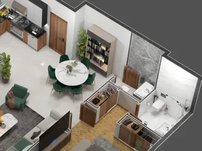 Detailled floorplan k2 3D model