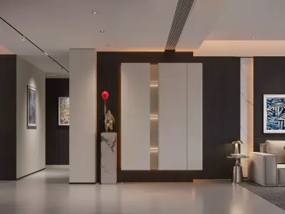 Modern Luxe Living and Dining Room Interior Design 3D model