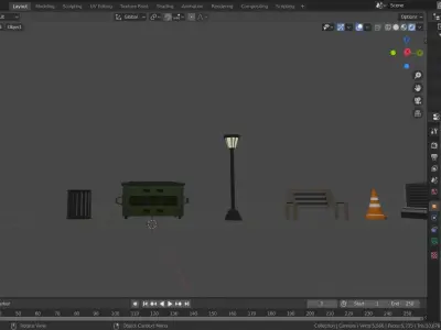 Low poly Street props Free 3D model