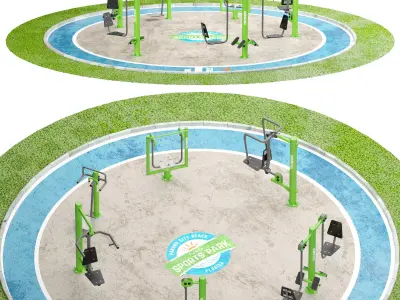 Park Gym Fitness Court 01 3D model