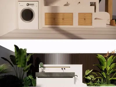 Bathroom Cabinet With Sink -B4 3D model