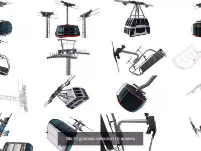 Ski lift gondola collection 3D Model Pack