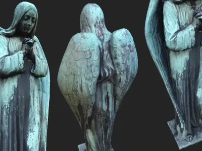 Old Angel Statue PBR Low-poly 3D model