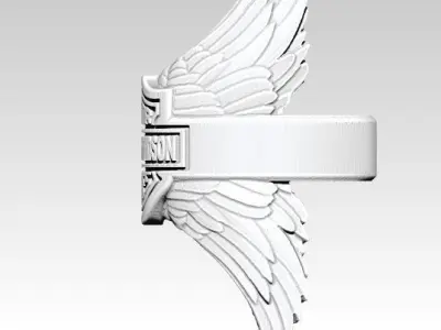 Biker Ring with pair wings version 2 3D print model