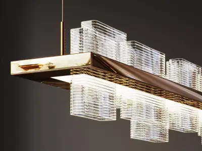 Luxury Modern Linear Crystal Chandelier Pendant Light  Low-poly 3D model