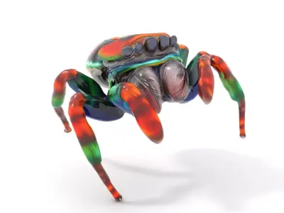 Vibrant Jumping Spider model pack Low-poly 3D model