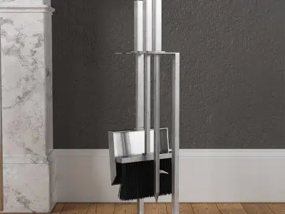 Fireplace with Chevron Screen 3D model