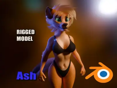 Ash Anthro Fox Low-poly 3D model