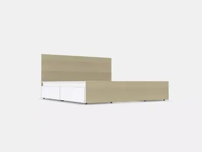 MALM Bed frame high w 4 storage boxes 20 Low-poly 3D model