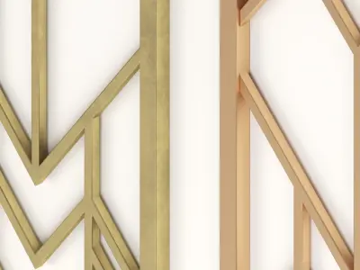 Decorative gold plaster partition screen with geometric pattern 3D model 4
