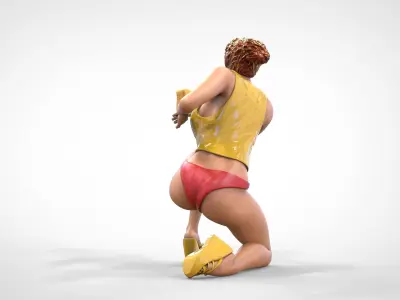 N4 Woman Car wash girl worker 3D print model