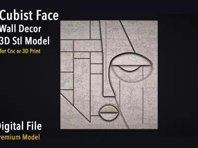 Cubist Face Art Wall Decor for Cnc Carving 3D print model