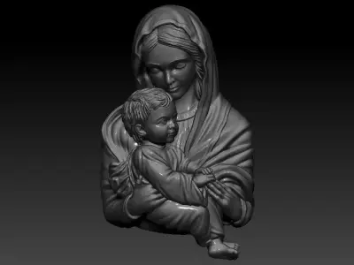 Mother and Child  3D Printable Pendant 3D print model