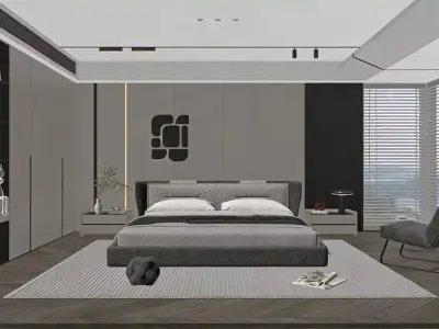 Modern Minimalist Bedroom 3D model