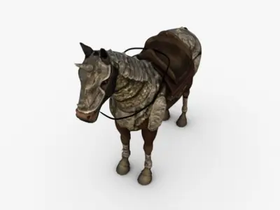 Horse with armor Low-poly 3D model