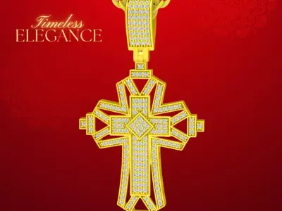 Luxury Pave Diamond Cross Pendant 3D Model 106a 3D print model