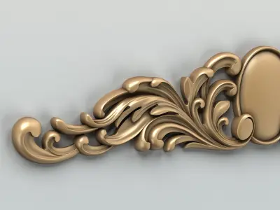 Carved decor horizontal 002 3D model