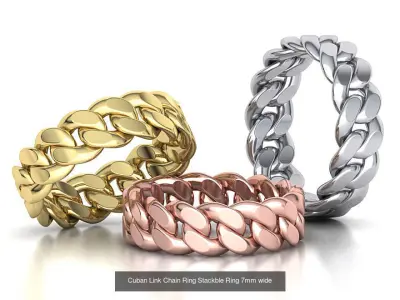 Cuban Ring Chain ring collection with discount 3D Model Pack
