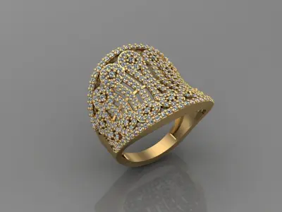 STL 3DM Print Ready Women Diamond Ring Lightweight Printable  3D print model 140
