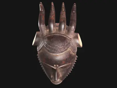 African Baule Wind Mask Low-poly 3D model