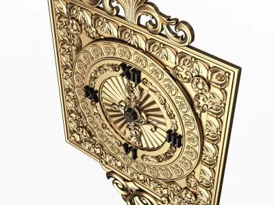 Classic Wall Clock 04 Gold Low-poly 3D model