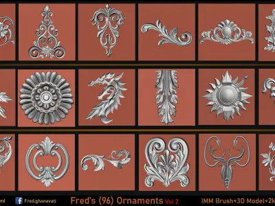Fred 96 Ornament IMMBRUSH 3dModels Vol 2 Low-poly 3D model