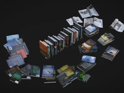 Books and Magazines Low-poly 3D model