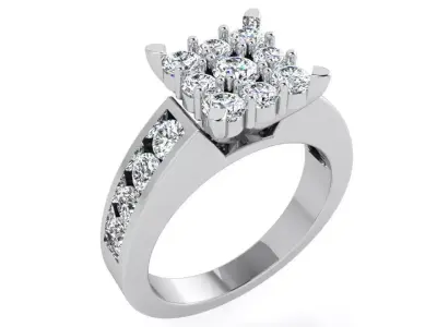 Channel Setting Square Diamond Ring 3416 3D print model