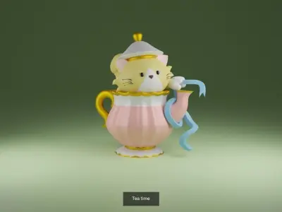 cats collection cat with cup and cake