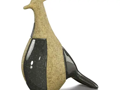 Marioni Pop Tall Peacock Ceramic Sculpture  PBR 3D model