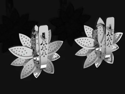 Ring and Earrings in flower style 3D print model