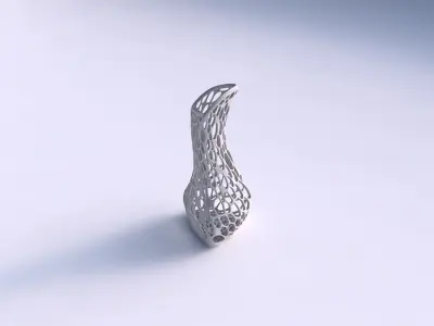 Vase puffy bent triangle with dense organic lattice 2 3D print model