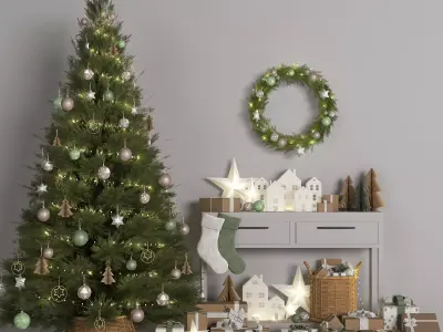 Christmas decorative set 3D model