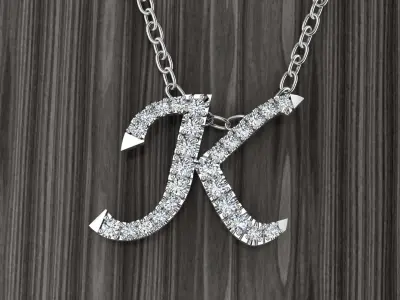 Jewelry Alphabet Pendant K 3D print model