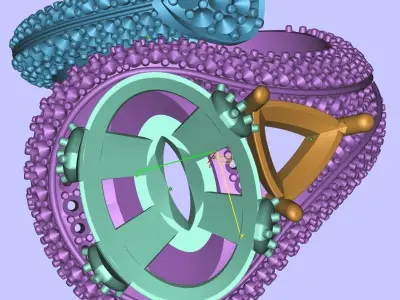 Fashion Ring with big yellow Stone and diamonds    3D print model