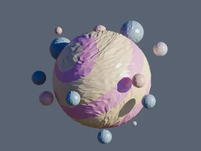 Planets Low-poly 3D model
