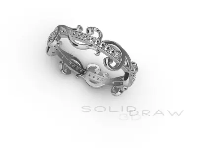 Ring FLOWER diamond 3D PRINT 3D print model