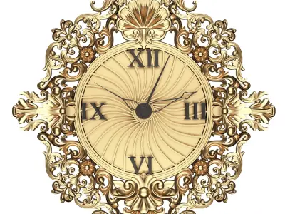 Classic Wall Clock 010 Gold Low-poly 3D model