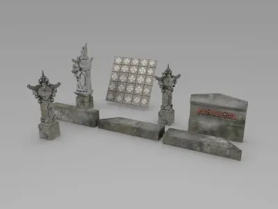 Balinese Wall Decorative Traditional Architecture Element 3D model