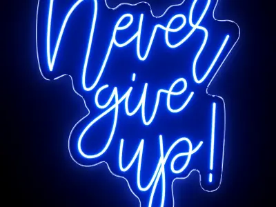 Never Give Up Neon Sign 3D model