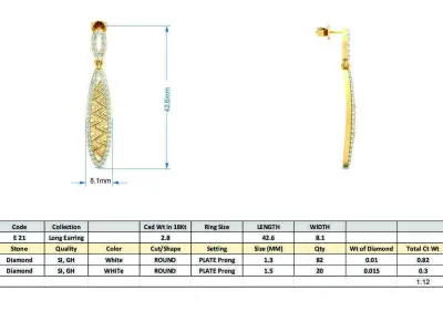 Women Earring 3DM STL OBJ FBX Render Details 3D print model get