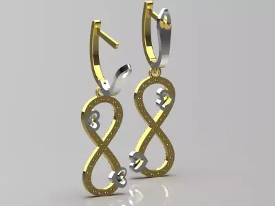 Luxury Two-tone Gold Earrings Infinity Design Model je0111 3D print model