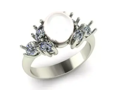 pearl Dimond ring 3D print model