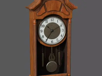 Wall clock with pendulum Low-poly 3D model