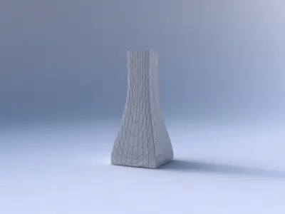 Vase squeezed rectangle with wavy grid plates 3D print model