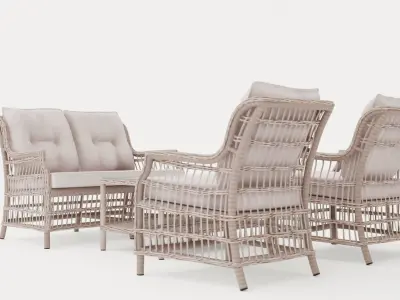 New England sofa set Low-poly 3D model