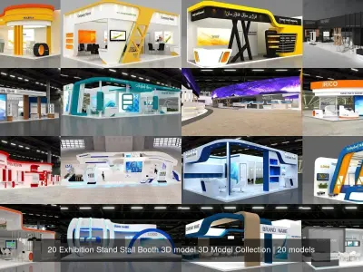 2 With 20 Exhibition Stand Stall Booth 3D Model  Collection