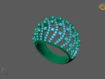 STL 3DM Print Ready Women Diamond Ring Lightweight Printable  3D print model 165